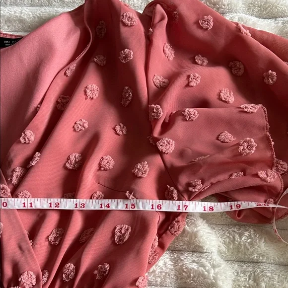 Dusty Rose Swiss Dot Ruffle Dress Size Small - Picture 6 of 8